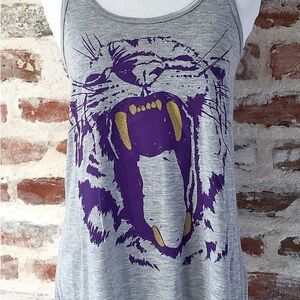 Sarah Ott Tiger Roar Racerback Tank LSU gray purple size XL Bella Canvas